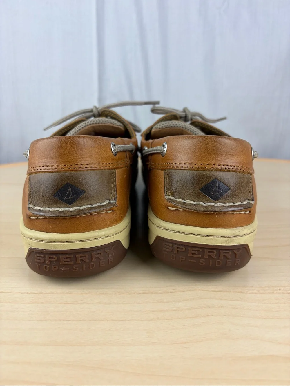 Sperry Top-Sider Men’s Brown Leather Mesh Boat Shoes Lace Up US 10